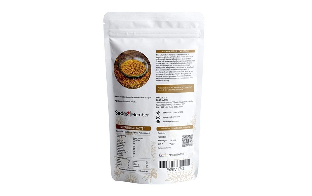 Dega Farms Bee Pollen Premium   Pack  200 grams